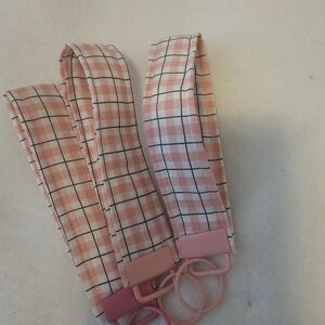 Pink Plaid Keychain Wristlet Strap